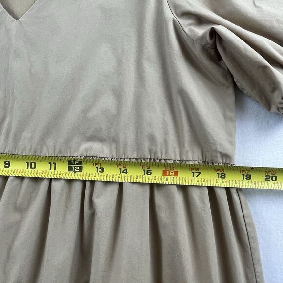 Banana Republic Puff Sleeve Tiered Midi Dress Khaki-Petite M - Picture 4 of 9